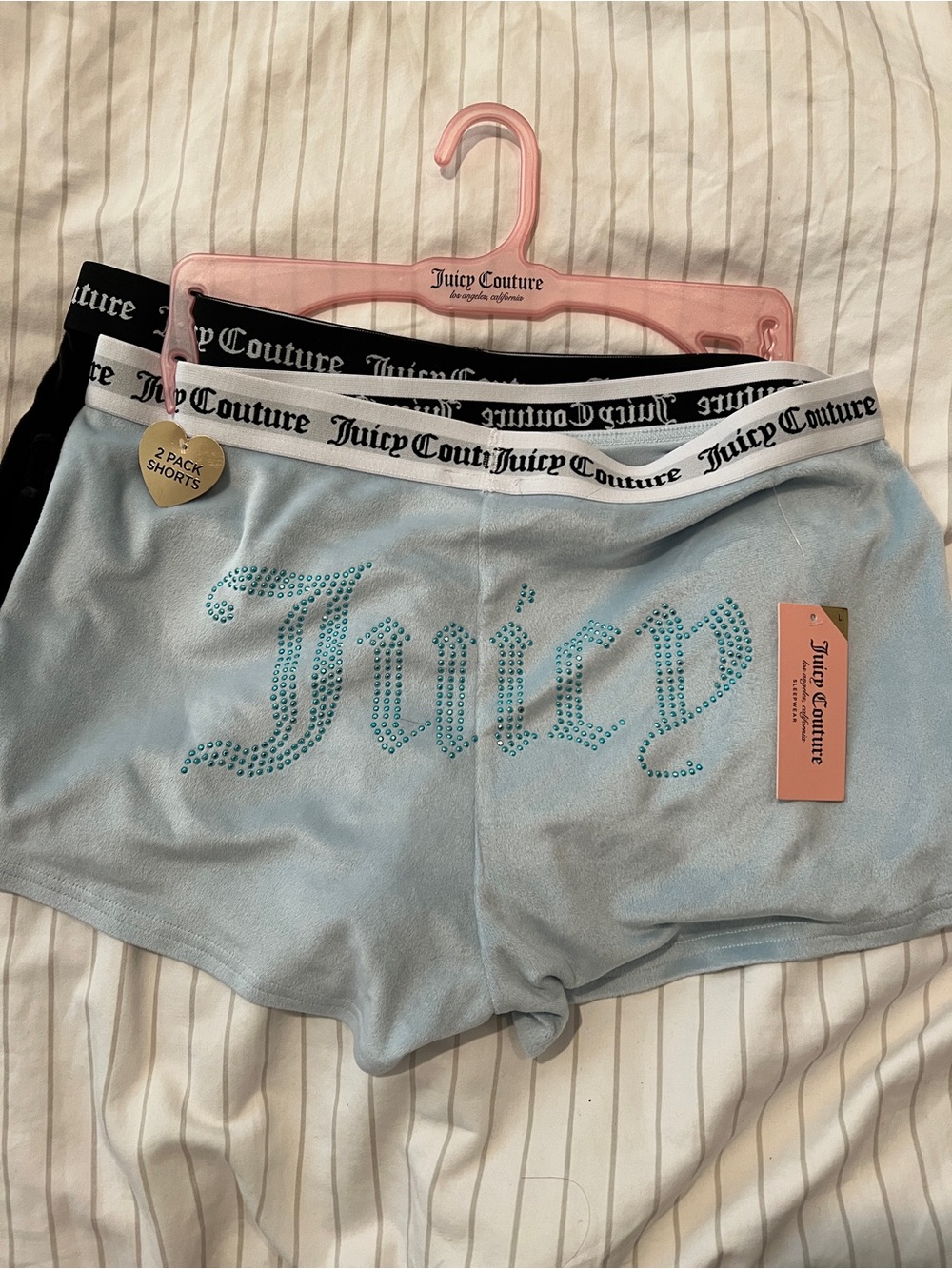 🔥LAST Large Juicy Couture 2pk Bling Velvet Shorts